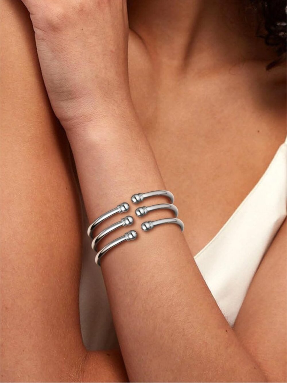Unisex Simple Cuff Bracelet 18K Real Gold Platinum Plated Fine Bracelets Fashion - Picture 9 of 9